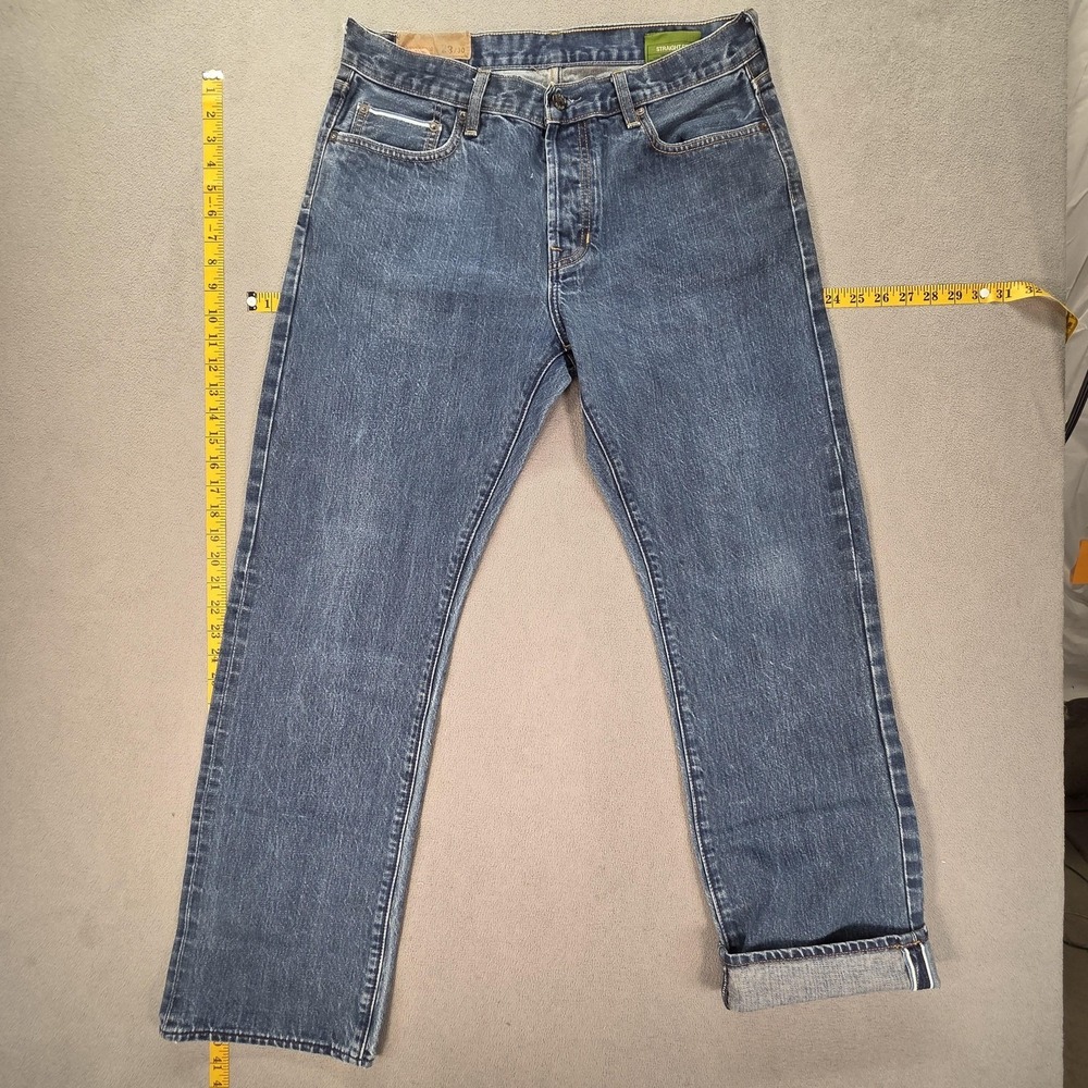 Gap 1969 Jeans Mens Selvedge‎ Med Wash Blue Straight Japanese Denim Fits 32x30